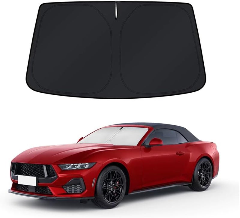 PinBaoLaLa Windshield Sun Shade for 2021-2025 2026 Ford Mustang Mach-E Accessories - Windshield Sunshade Cover Front Window Shade Custom Fit Mustang Mach-E Sun Visor Protector Foldable Blocks UV Rays - Image 1